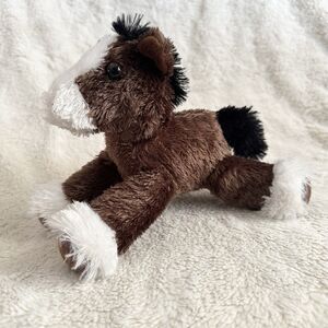 Aurora Clydesdale Flopsie Horse 8" Plush Stuffed Brown and White Animal